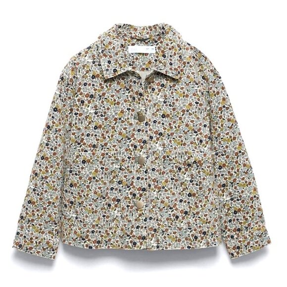 Zara Fine-Wale Corduroy Floral Jacket and Pants Set Girl's 7/8 - Picture 2 of 16